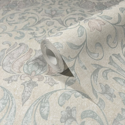 City Romance Collection Floral Damask Wallpaper Roll