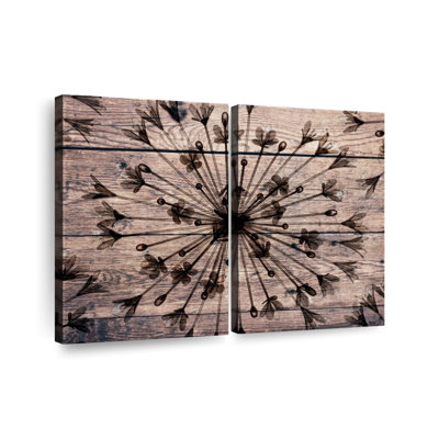 Wooden Black Floral Multi Piece Canvas Print