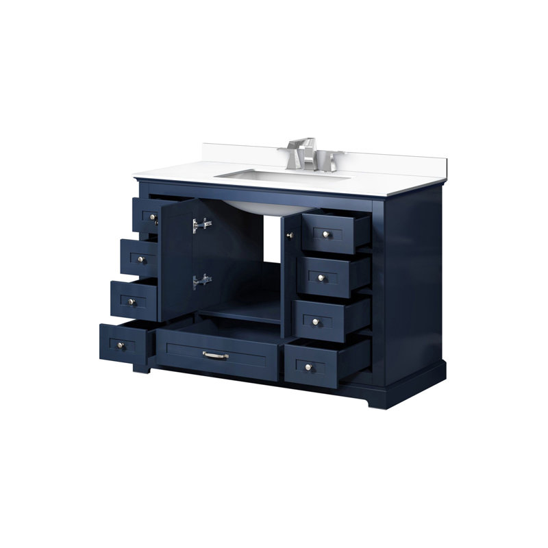 Ensemble de meuble-lavabo simple avec comptoir en quartz et robinet, Marine