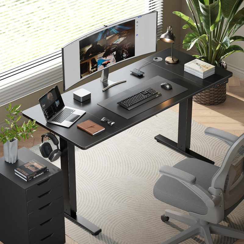 Bureau debout électrique réglable SIAGO - Bureau assis-debout 48 po x 24 po avec gestion des câbles - 3 tables de hauteur préréglée à mémoire réglable