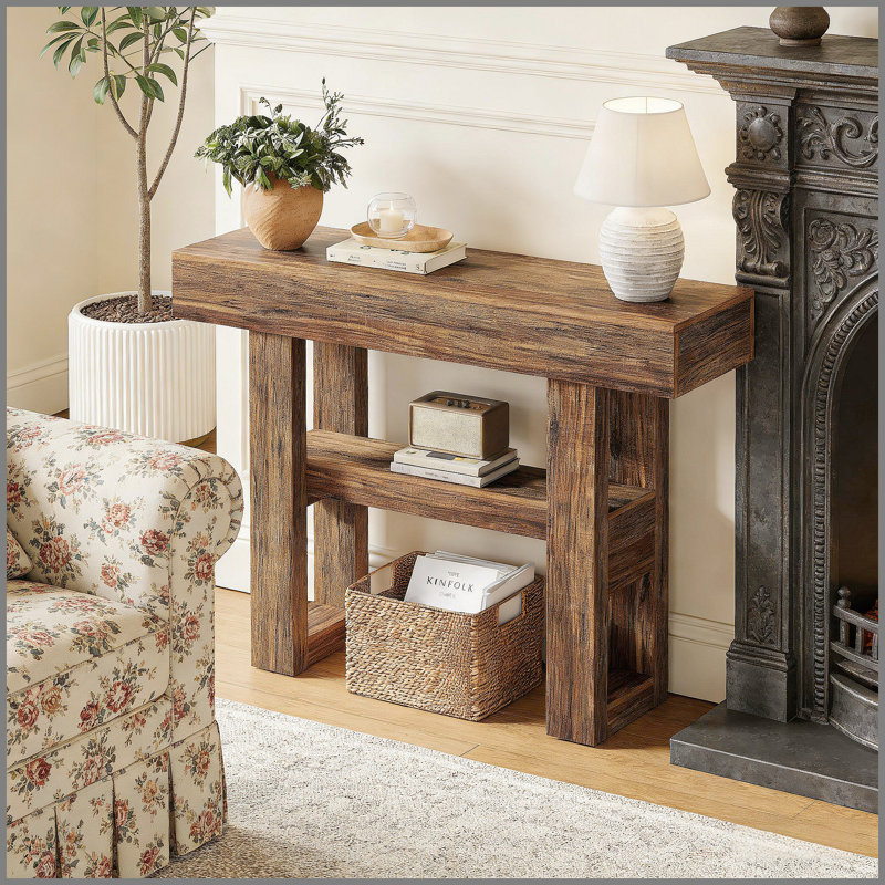 Table de canapé étroite, console, Brun rustique