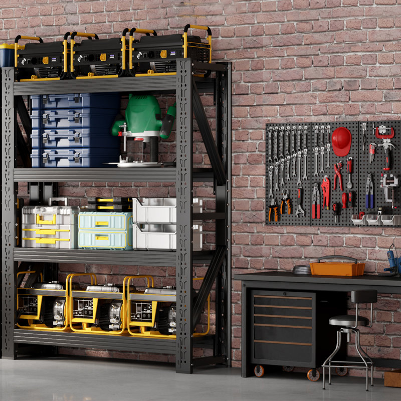 Étagère de garage, étagère de rangement robuste à 4 niveaux avec tablette en métal réglable pour entrepôt, sous-sol, atelier, 3200 lb