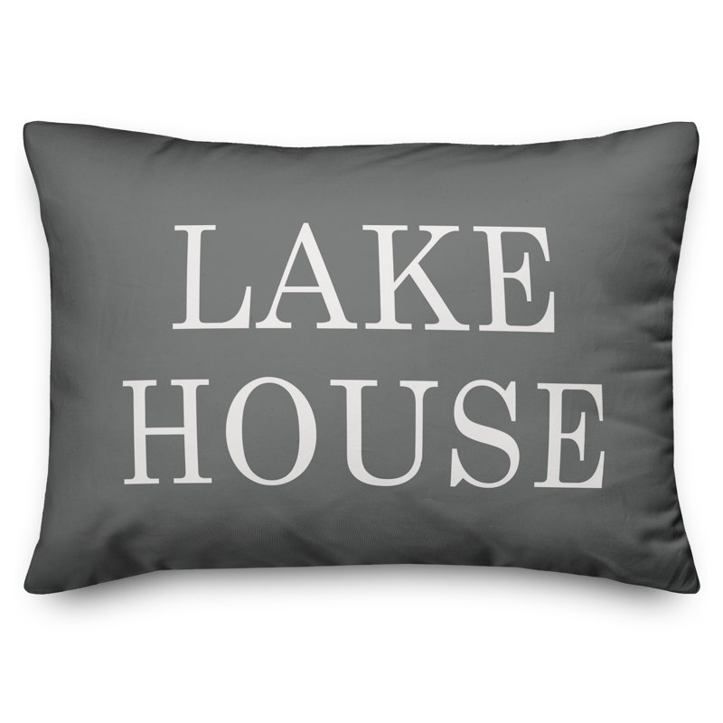 Outdoor Throw Pillow, Gray /White 