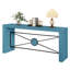 Console rétro en bois de style campagnard, structure en métal angulaire, bleu antique, parfaite pour le vestibule ou derrière le canapé