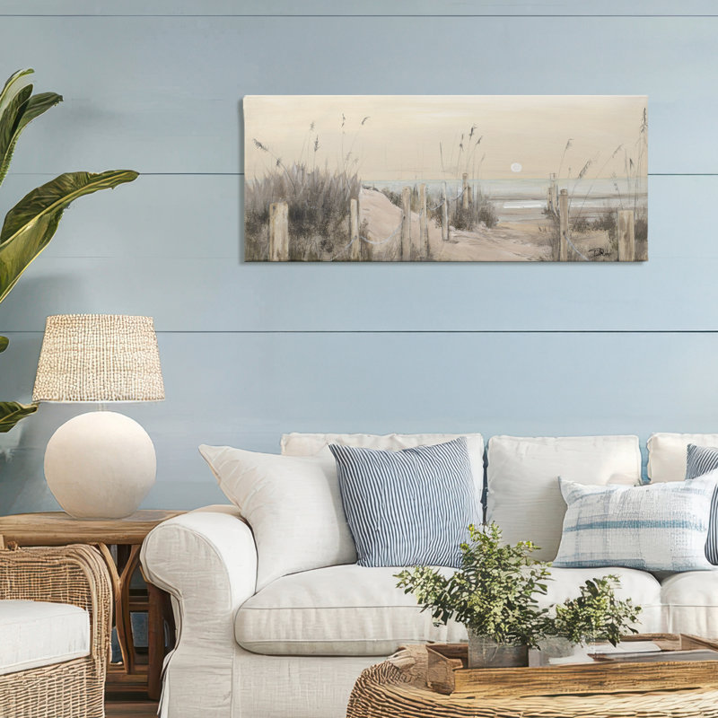 Toile White Moon Over Ocean, design par Patricia Pinto, H 17 po x l 40 po