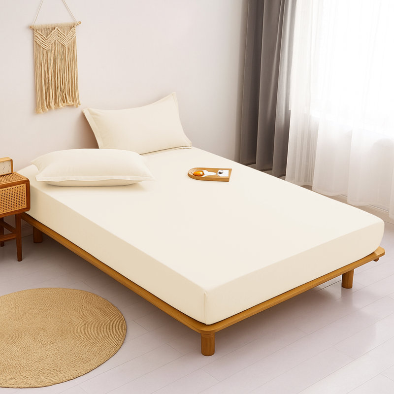 Aspire Homeware Ultra Soft 40cm Deep Fitted Sheet for Extra Deep Mattress and Cozy Sleep, Cream, Double (4'6)