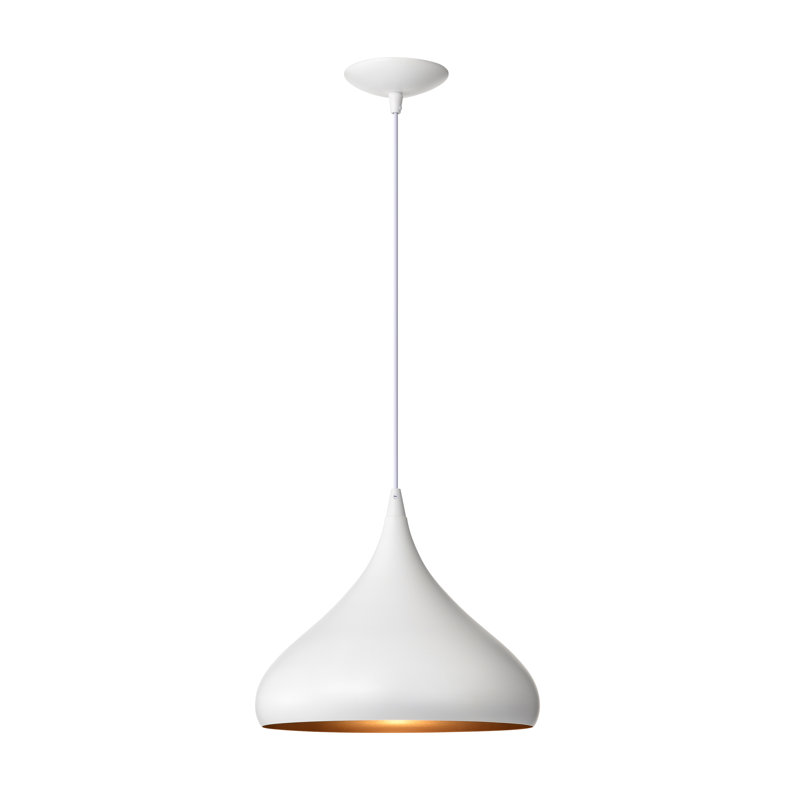 1-light 12 In. Single Pendant With Teardrop Metal Shade, White