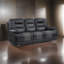 Canapé inclinable en similicuir respirant à deux tons 88 po Amauriah moderne et contemporain avec table centrale rabattable avec alimentation et USB, mouvement d'inclinaison par tirette et couture élégante en losange