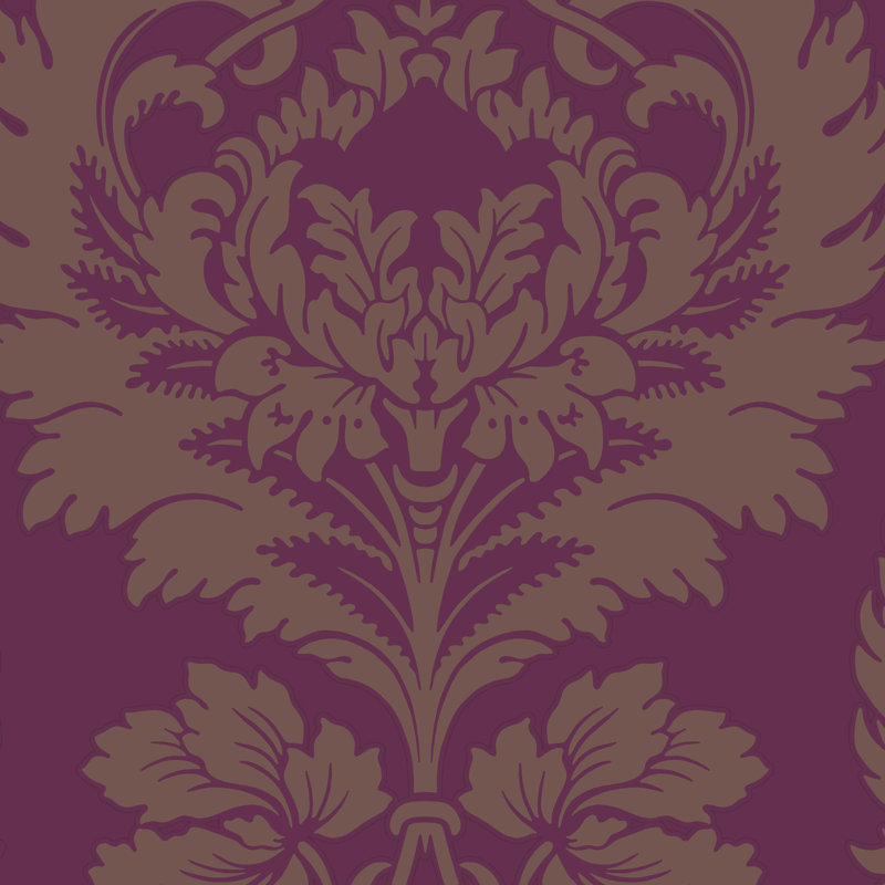 Hovingham Damask Wallpaper Roll, Plum