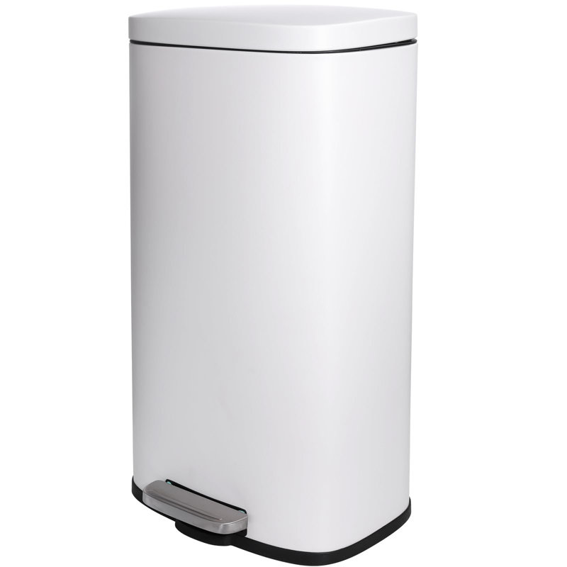 Stainless Steel Step On Multi-Compartment Rubbish & Recycling Bin - 30L, White