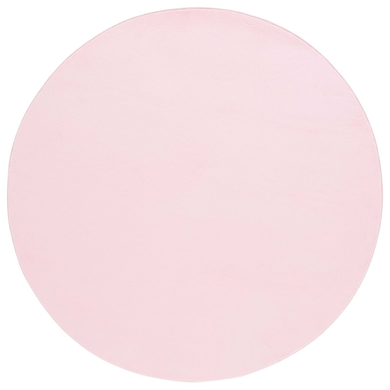 Tapis rose en polyester tissé à la machine, Rond 6 pi