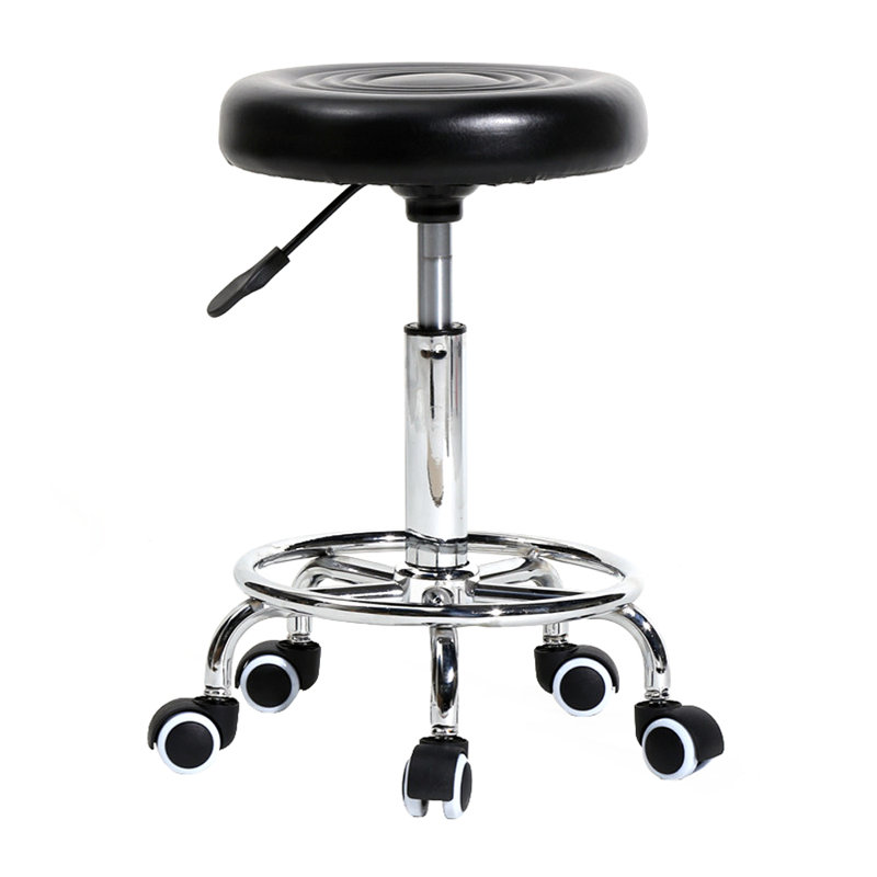 Adjustable Height Ergonomic Lab Stool with Wheels, Black