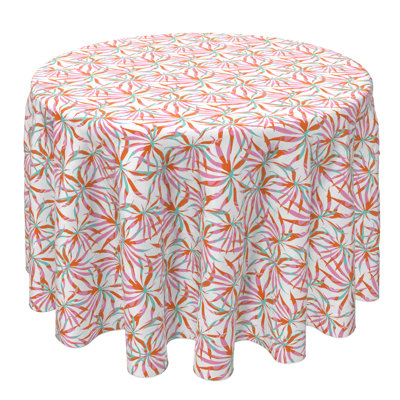 Round Floral Cotton Twill Tablecloth