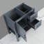 Meuble-lavabo 30 po - Gris, rayé, incassable, résistant à l'huile, teinté, bleu foncé, armoire à charnière en acier inoxydable