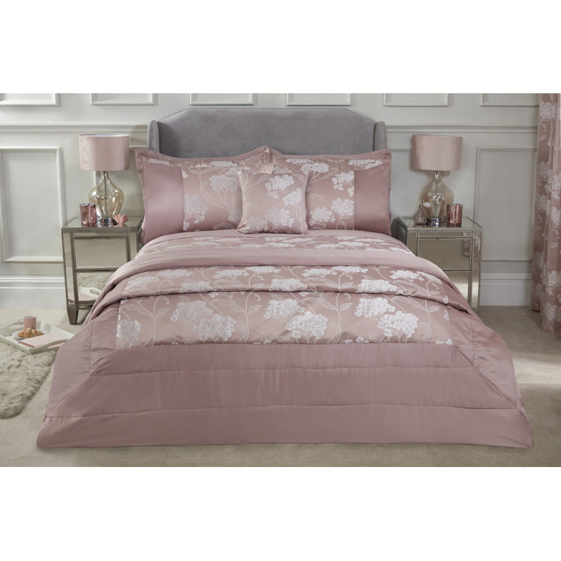 Blossom Polyester Floral Bedspread, Blush Pink