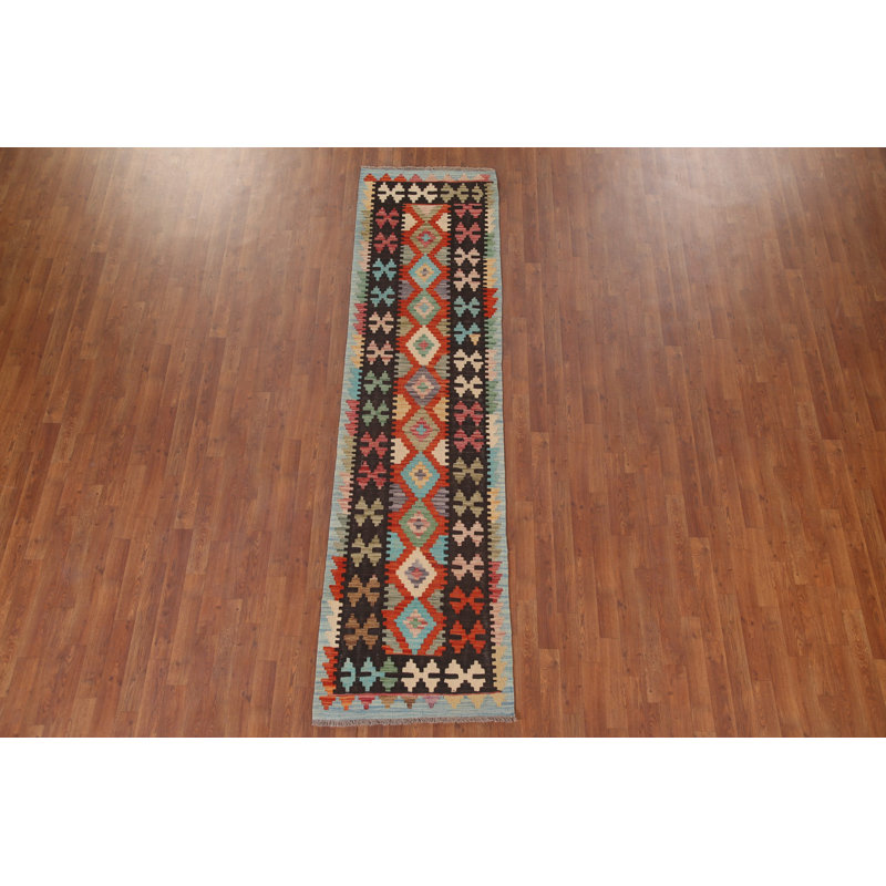 Reversible Wool Kilim Runner Rug 3x10