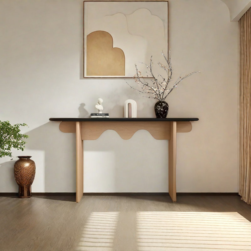 Console Retro Minimalist Art, Noir, noir, noir, noir, Brun, H 31,5 po x l 62,99 po x P 11,81 po