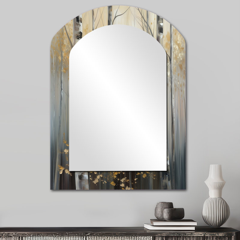 Miroir décoratif en métal Birch Tree Dense Forest IV - Paysages, 34 po x 25 po