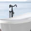 Robinet de baignoire autoportant en métal massif avec pomme de douche à main, fabrication de qualité
