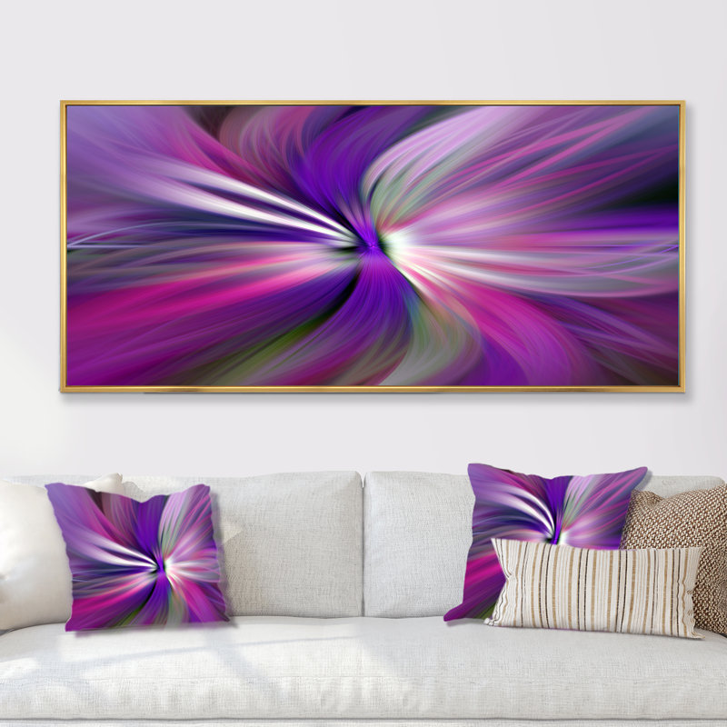 «Colorful Marbleized Swirl Abstract Leaf», impression sur toile, Encadrement doré, L 60 po x H 28 po