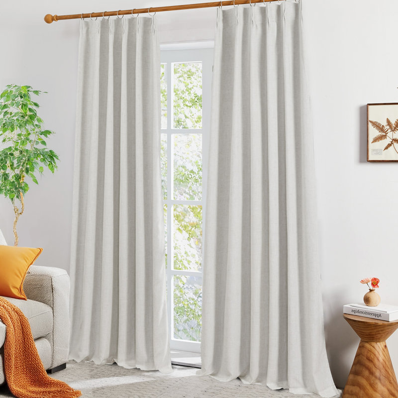 100% Blackout  Blend Solid Double-Layer Rod Pocket Curtain Panel Pair(Set of 2), 39" W x 63" L, Linen
