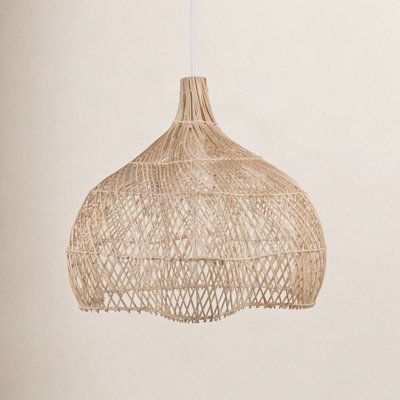 Single Light Rattan Wrought Iron Dimmable Pendant