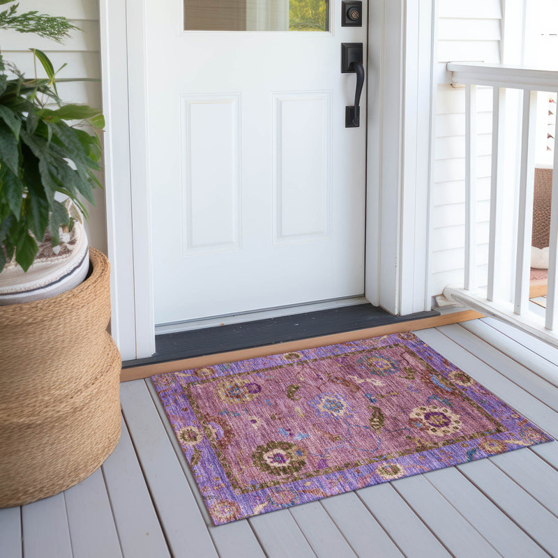 Tapis intérieur / extérieur lavable à la machine Bernadette ACN2230 Global, Rectangle 1 pi 8 po x 2 pi 6 po