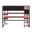Lit mezzanine Gaming avec bureau intégré et tablettes de rangement, cadre de lit en bois peu encombrant avec DEL et course latérale-125193244-125193246