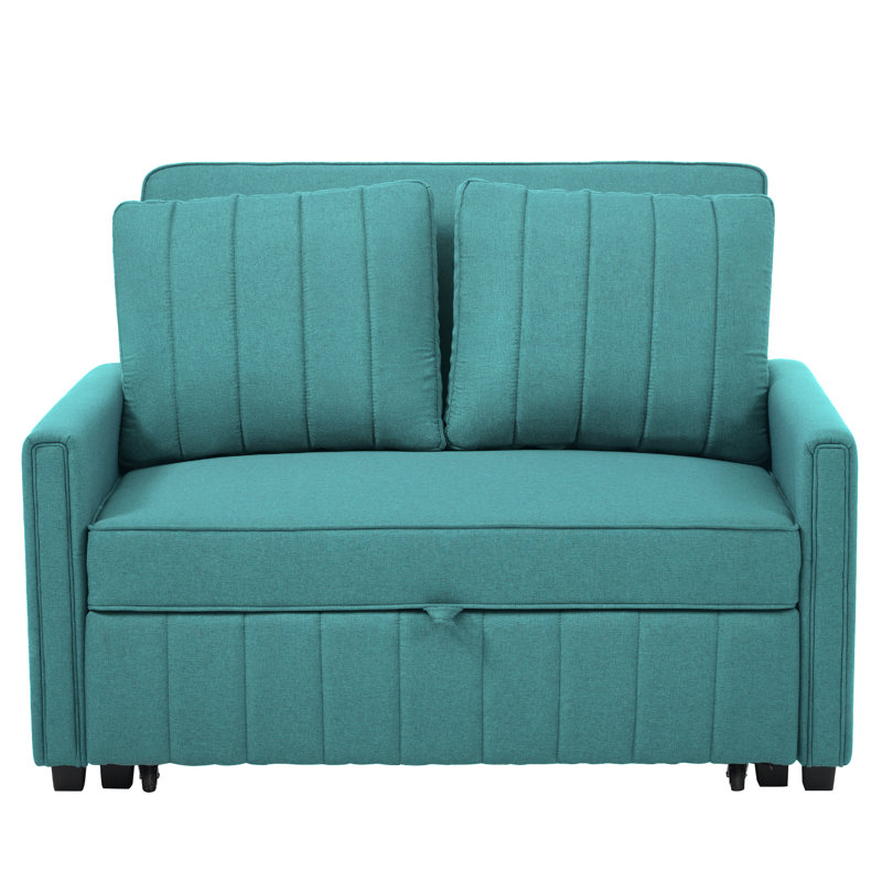 2 Seater Linen Sofa Bed, Green