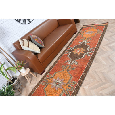 Tapis rouge rouge turc Anatolian Herki en laine pour escalier de couloir de cuisine