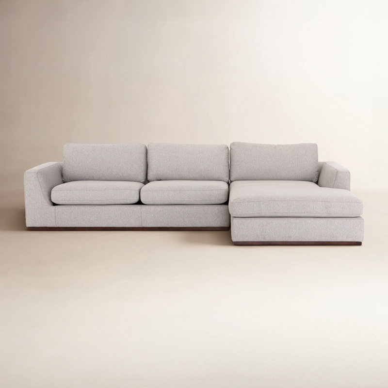 Colt Modular Chaise Sectional, Right Hand Facing, Aldred Silver Polyester Blend