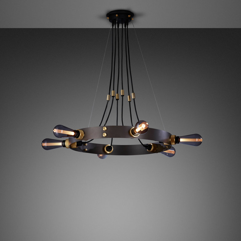 6 - Light Chandelier, Brass