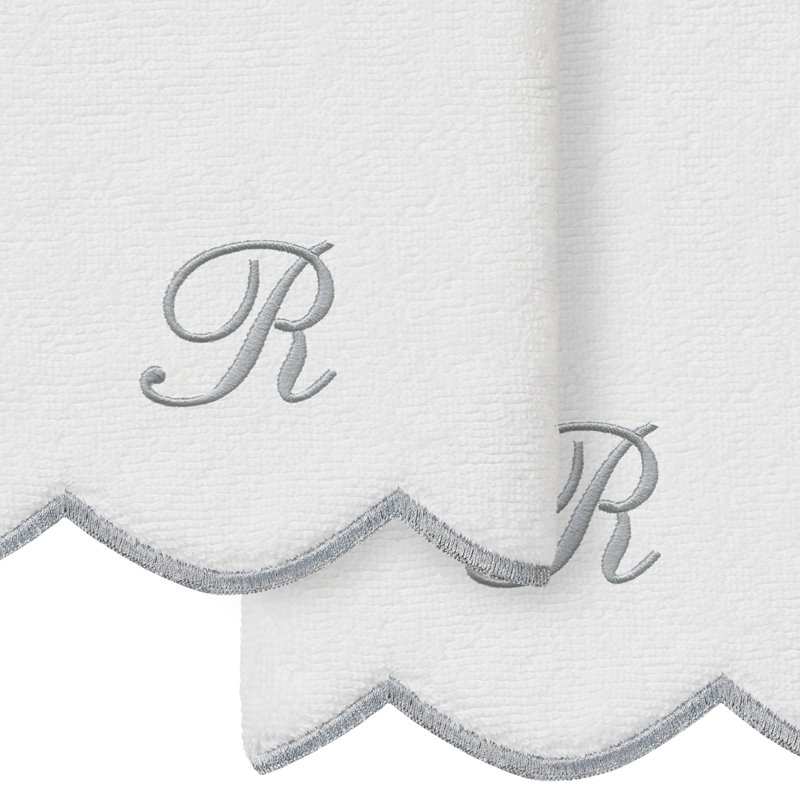 Ensemble de serviettes Linum Home Textiles 100% coton turc ADORNIA, R, Blanc / Gris, Ensemble de 2 serviettes à doigts