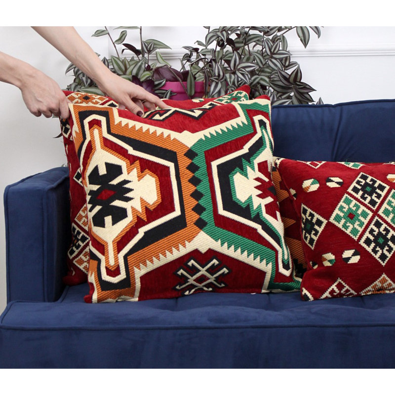 Premium Red Cushion, 19.7 x 19.7 inches | 50% Cotton / 50% Polyester, 100% Fiber Filling | Laminated & Felted Backside for Enhanced Comfort | Ideal for Home Decor & Cozy Seating Solutions