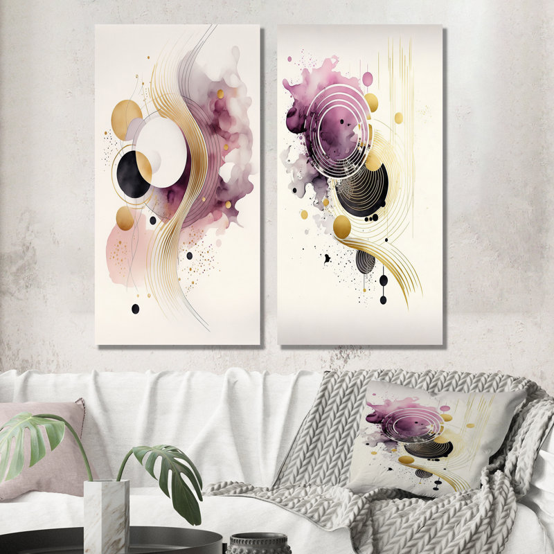"Mouvement mauve profond", 2 pièces sur toile, Toile tendue, H 40 po x l 40 po
