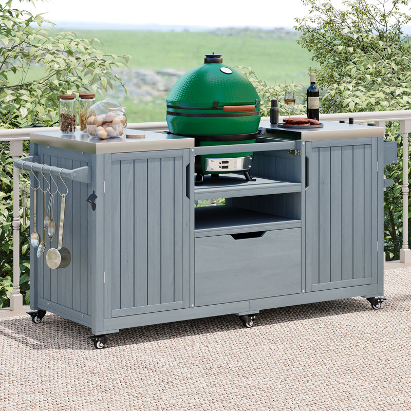 Îlot de cuisine d'extérieur pour gros œufs verts, Gris / bleu