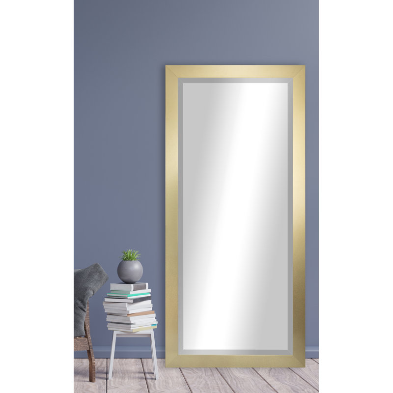 Miroir biseauté pleine longueur Shawhan, 65,5 po x 25 po, Doré
