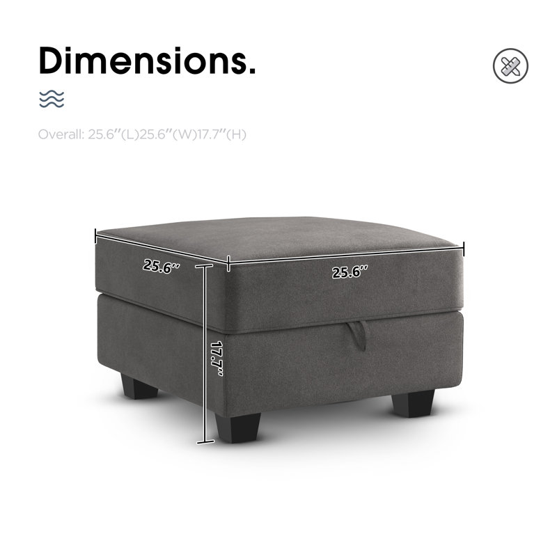 Livsey Velvet Ottoman, Gray Velvet