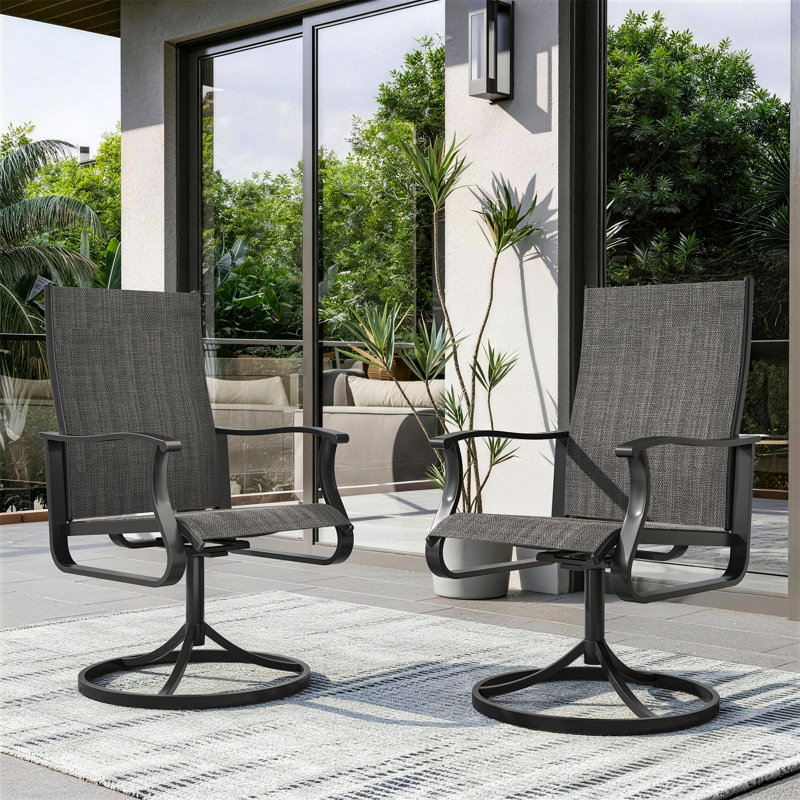Ensemble de 2 fauteuils de patio pivotants (ensemble de 2), Gris foncé / Noir