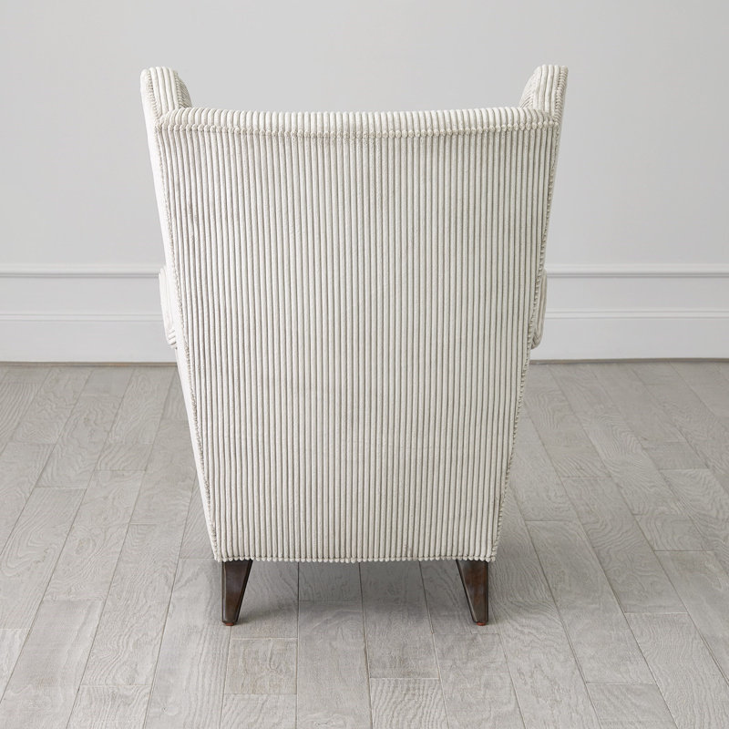 Smoke Grey Corduroy Upholstered Wingback Chair