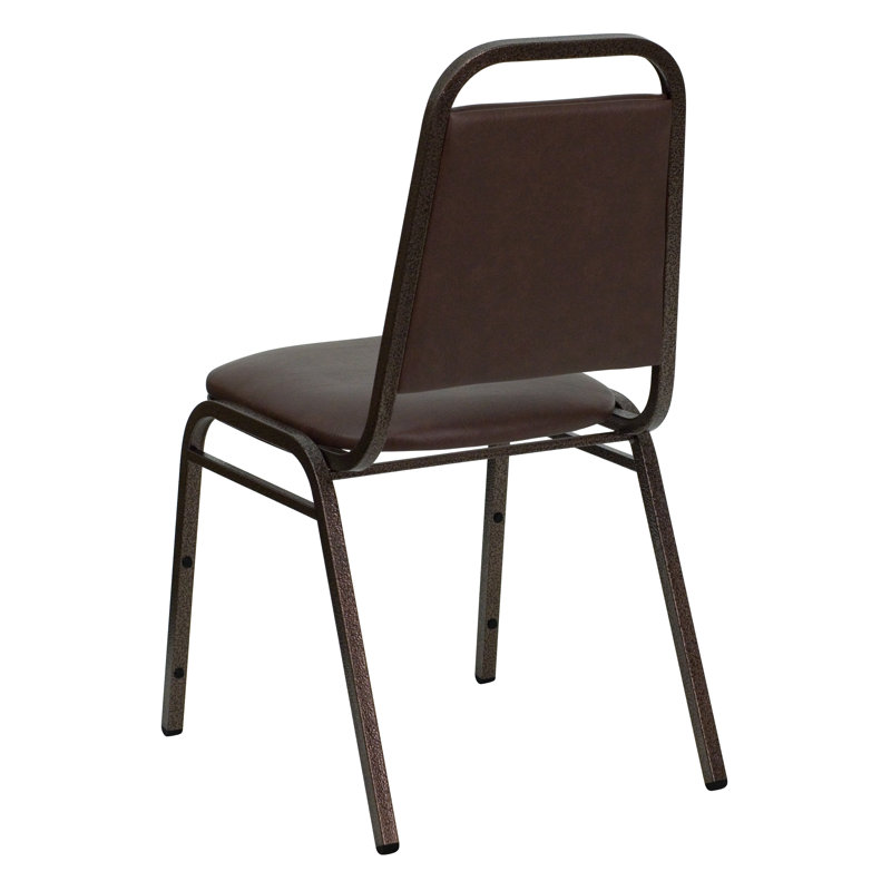 Chaise de banquet empilable à dossier trapézoïdal Jdan, Cuivre, Ensemble de 20, Brun