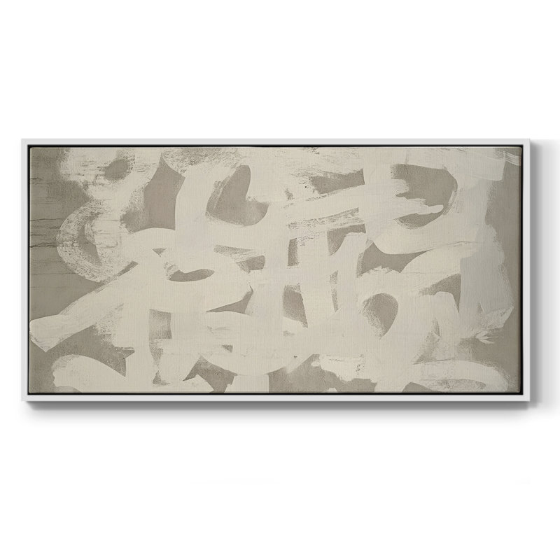 Série abstraite - DCCXVI - Toile tendue avec châssis encadré - Prêt à être accroché, H 21 po x l 41 po, Blanc