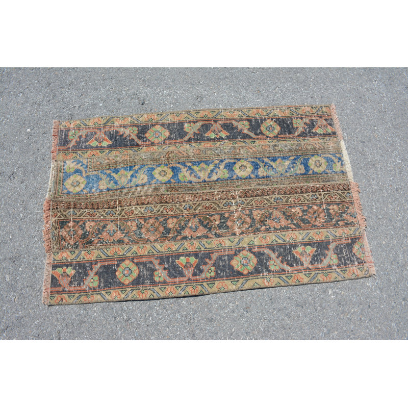 Tapis de cuisine, petit tapis 2,5 po x 3,8 pi, tapis turc, tapis rétro, tapis en laine brun, tapis modernes