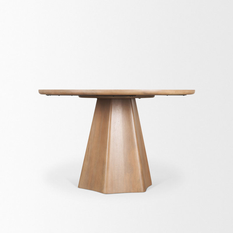 Jovani 48" Solid Light Brown Mango Wood Round Dining Table, Light Brown, 30"H x 48"L x 48"W