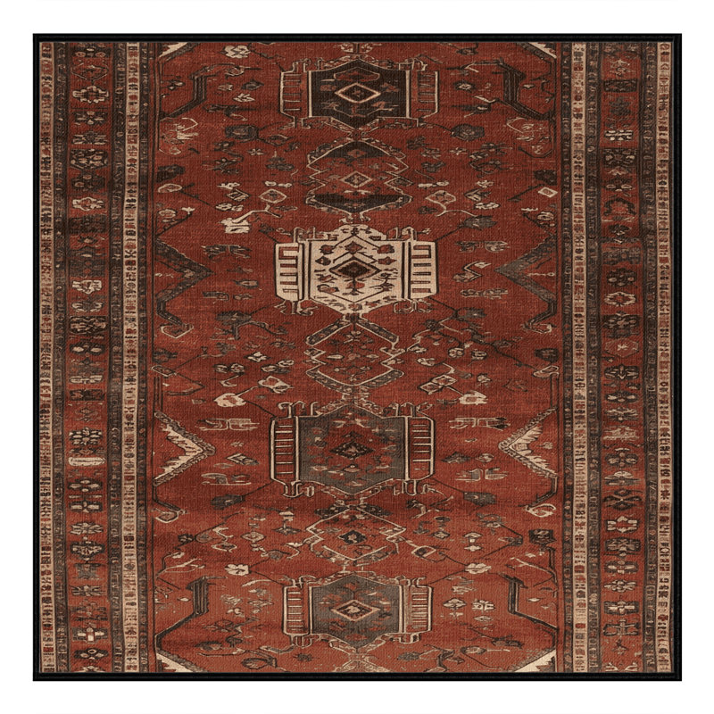 Tapis brun turc lavable à la machine, Carré 3 pi