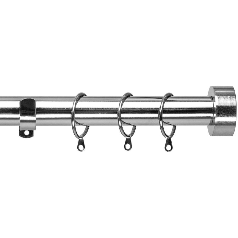 Isabella Adjustable 2.8cm Single Curtain Pole, 5cm H x 120cm W x 5cm D, Chrome