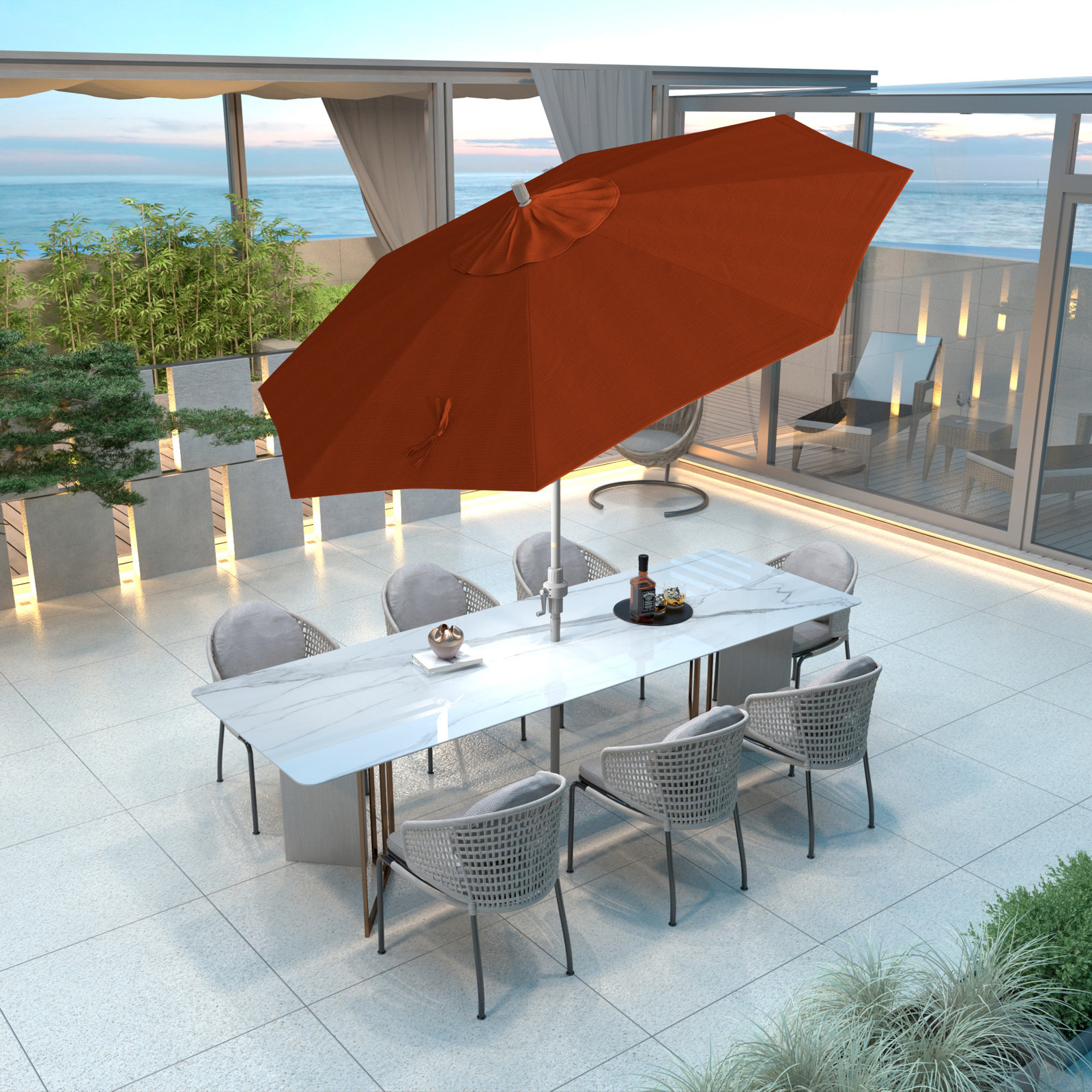 Calline 108'' Outdoor Umbrella, Terracotta- Olefin