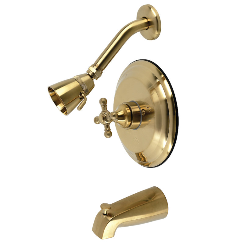 Kingston Brass Metropolitan Single-Handle Pressure Balanced Tub and Shower Faucet, Brushed Brass