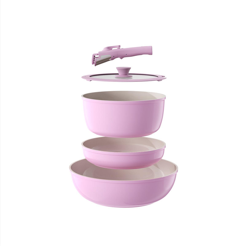 5 - Piece Aluminum Cookware Set, Pink