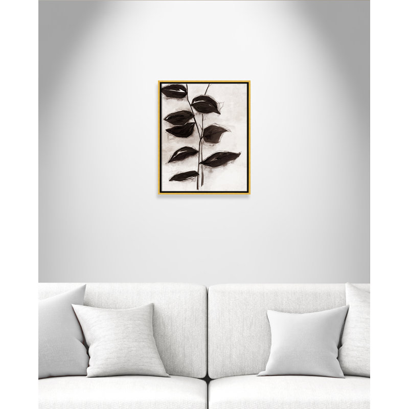 Feuilles I - Toile à cadre flottant, H 21,5 po x l 17,5 po x P 2 po, Encadrement doré